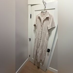 Chico's Cream Buttoned Maxi Dress
